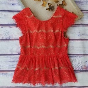 Maeve Katrine Peplum Lace Top